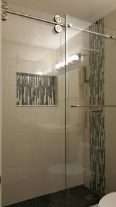 Shower door installed in a Jupiter bathroom